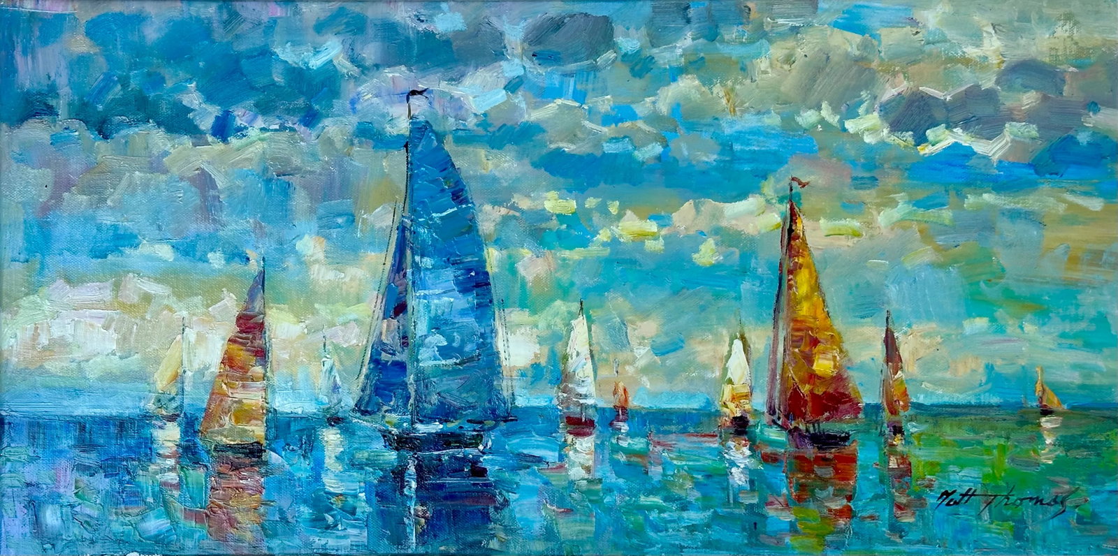 Coastal Sailboats Oil Painting by Matt Thomas - 2