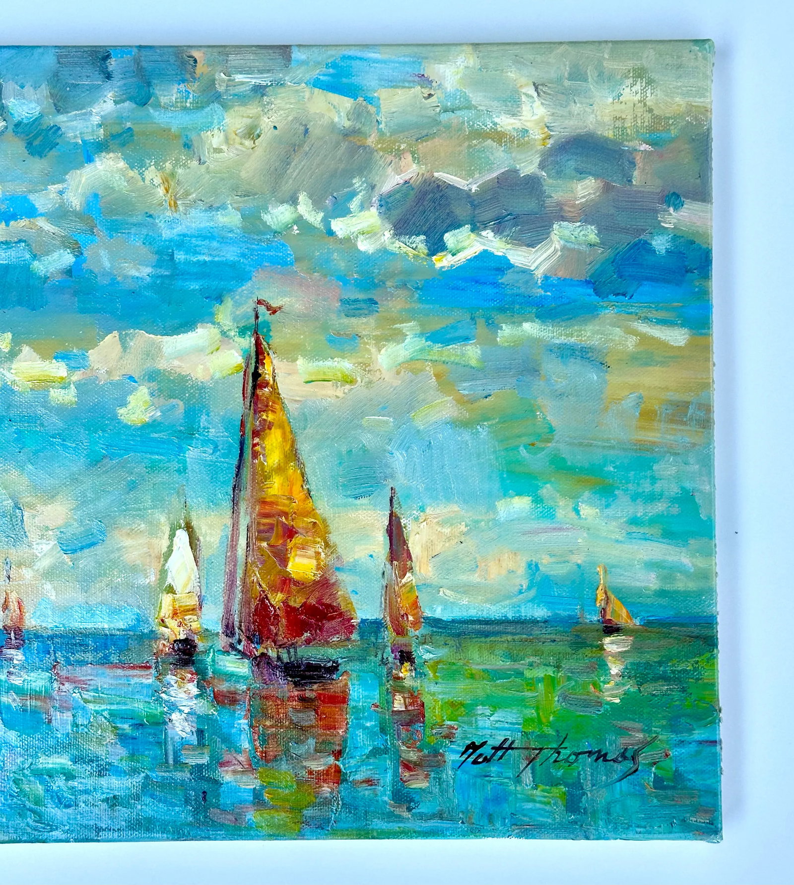 Coastal Sailboats Oil Painting by Matt Thomas - 3