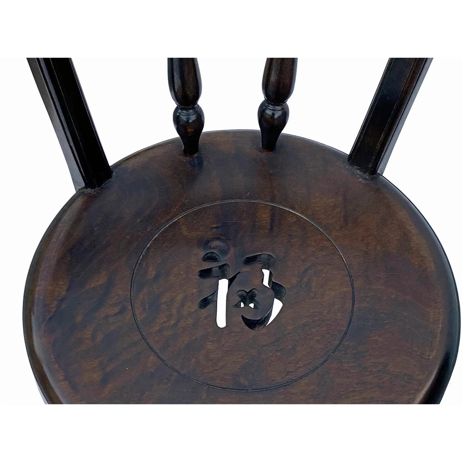 Chinese Handmade Round Brown Stain Fok Side Chair W Back - 5