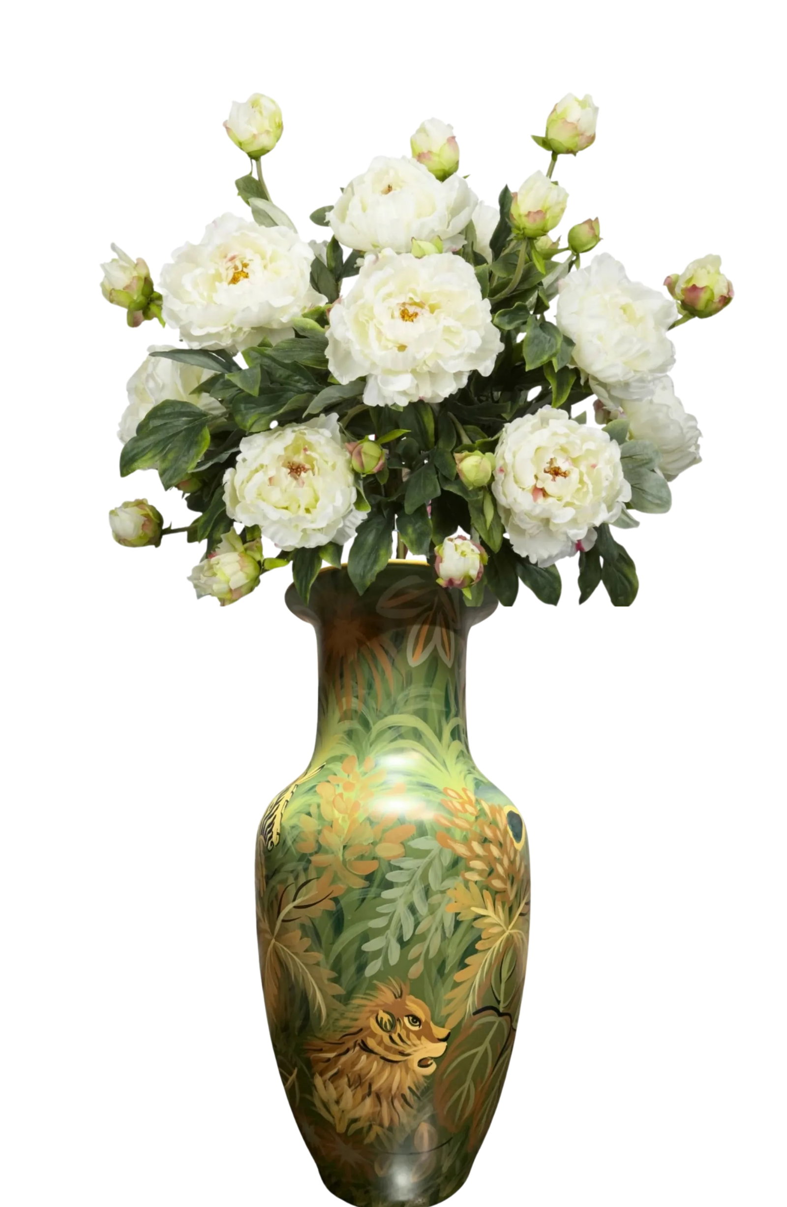 Large Vintage Hand Painted Jungle Ceramic Vase - 6