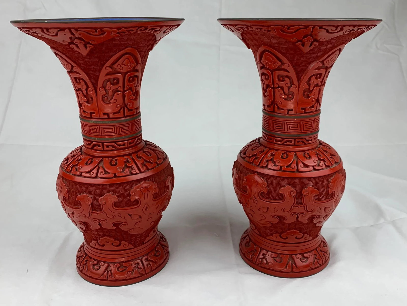 Vintage Chinese Cinnabar Jars, Set of 2 - 4