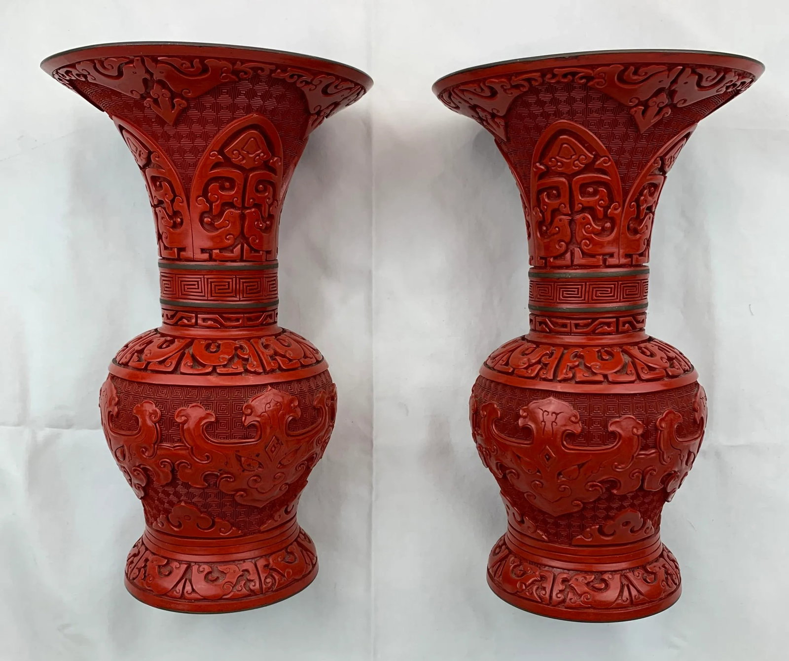 Vintage Chinese Cinnabar Jars, Set of 2 - 6