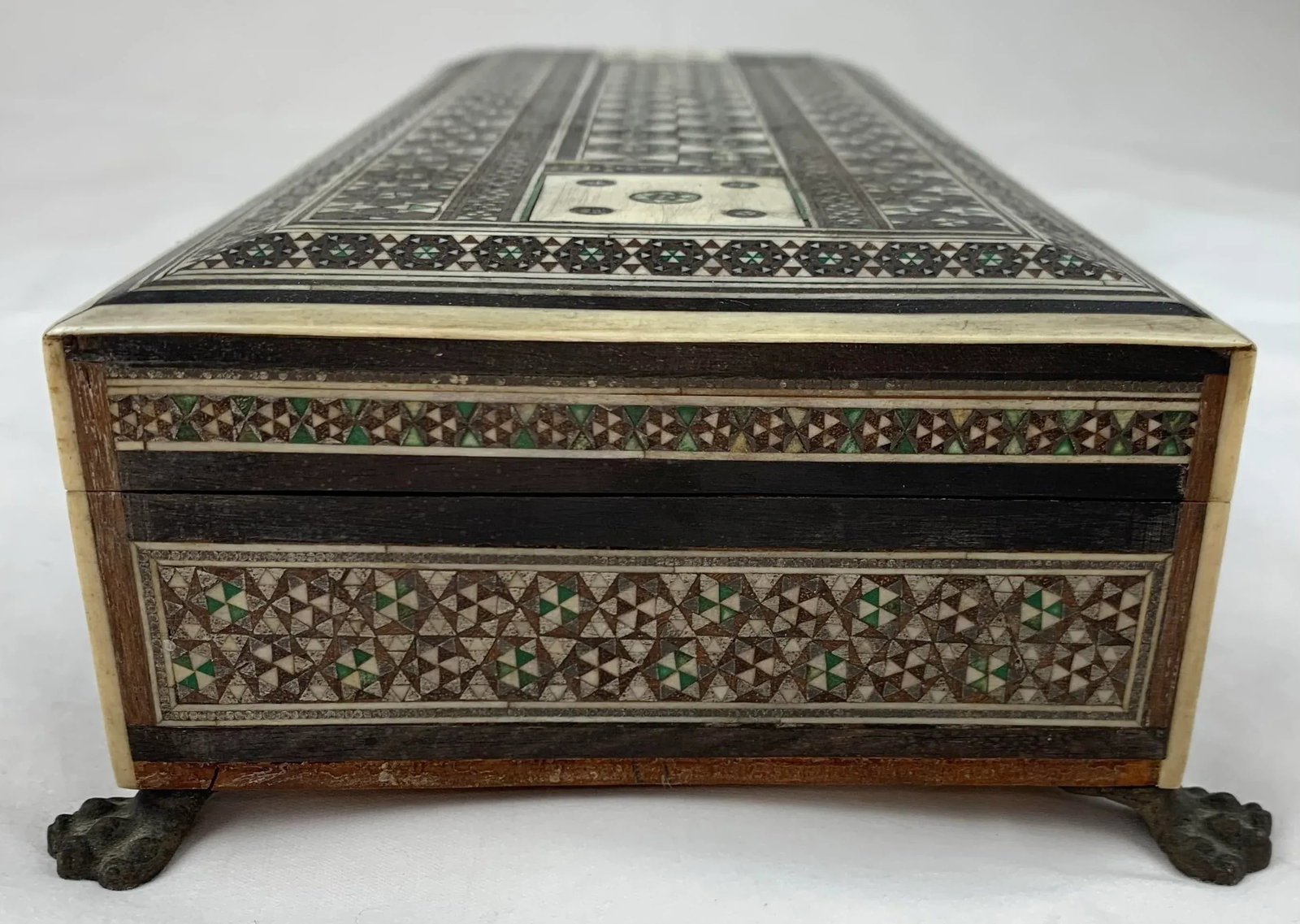Antique Mid 19th Century Anglo India Wood Mosaic Sadeli Jewelry Box - 11