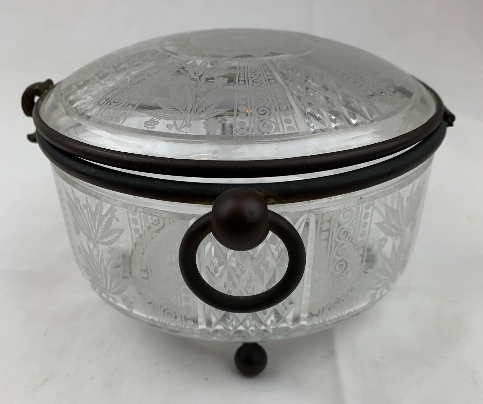 Vintage Italian Etched Glass Container - 2
