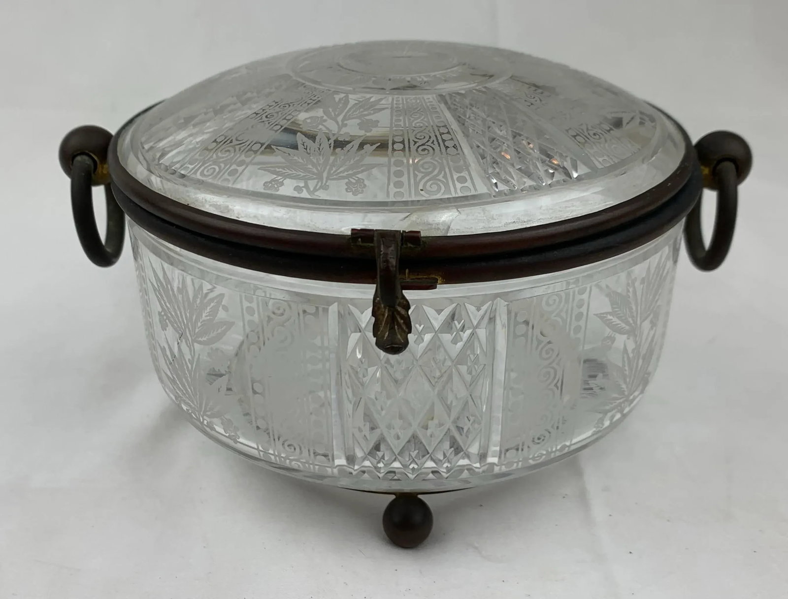 Vintage Italian Etched Glass Container - 3