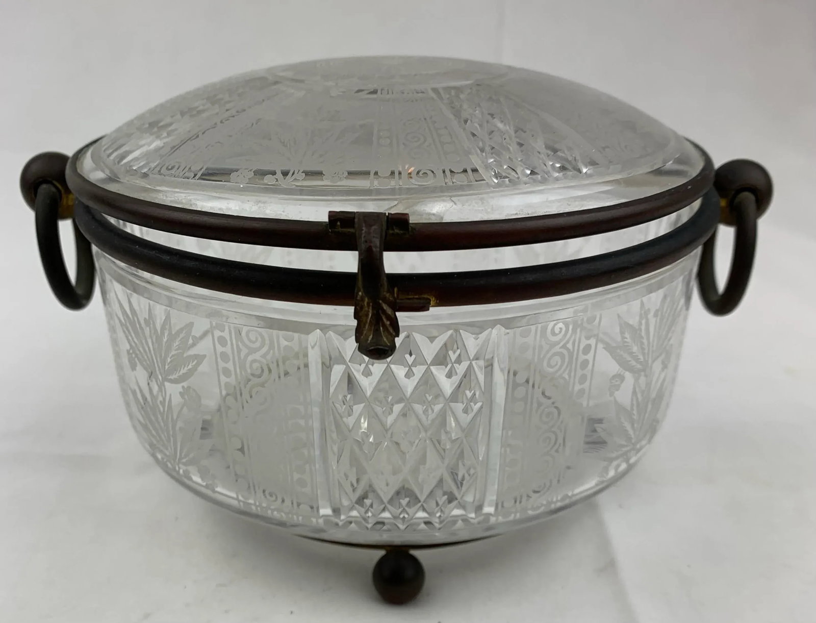 Vintage Italian Etched Glass Container - 5