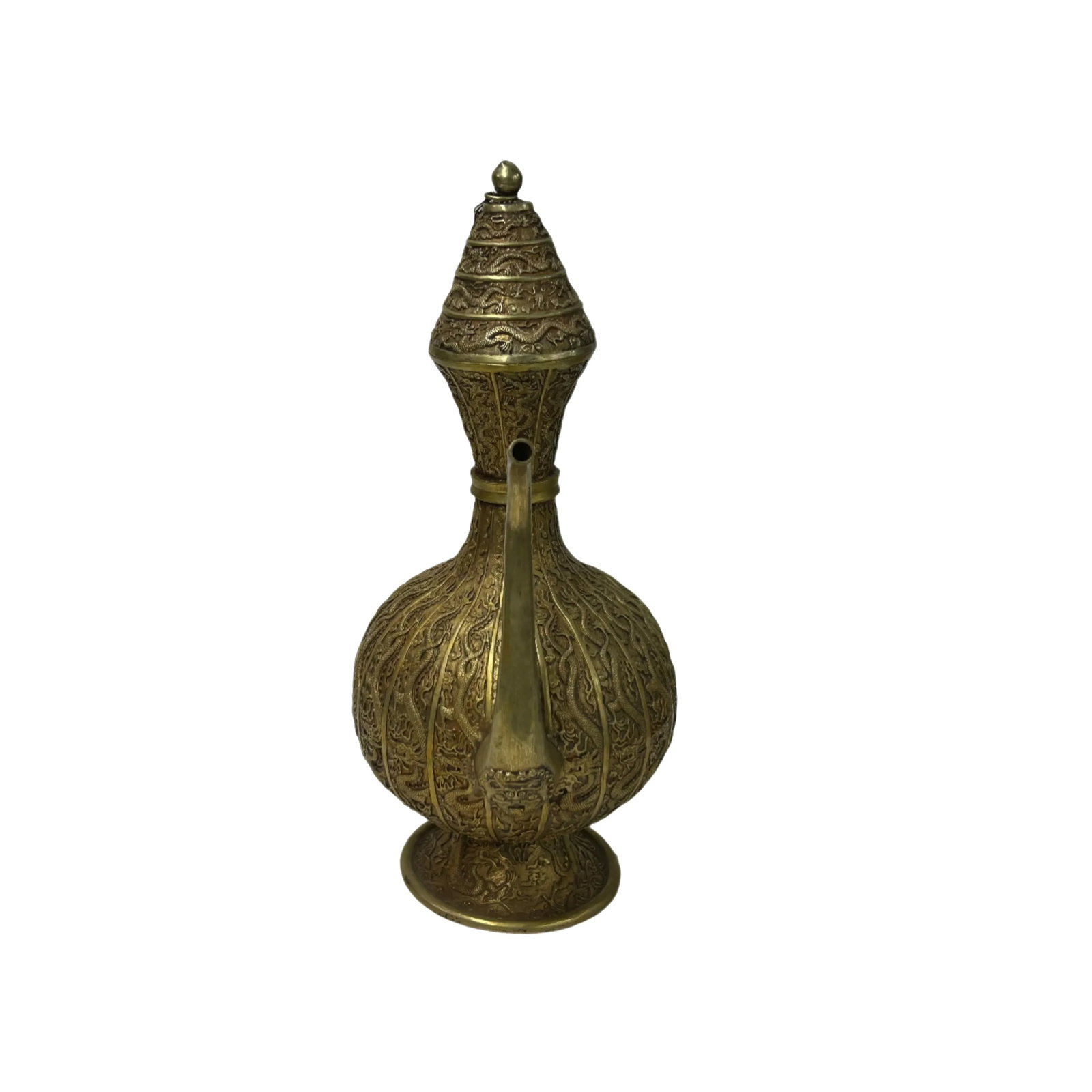 Handmade Artistic Brass Metal Color Wine Jar Shape Display Figure - 2