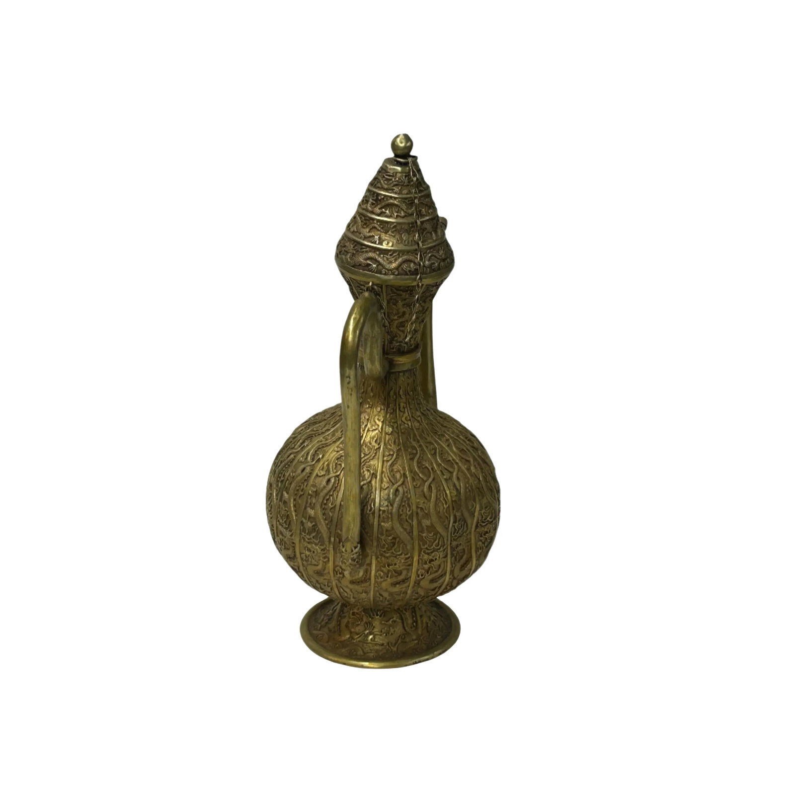 Handmade Artistic Brass Metal Color Wine Jar Shape Display Figure - 3