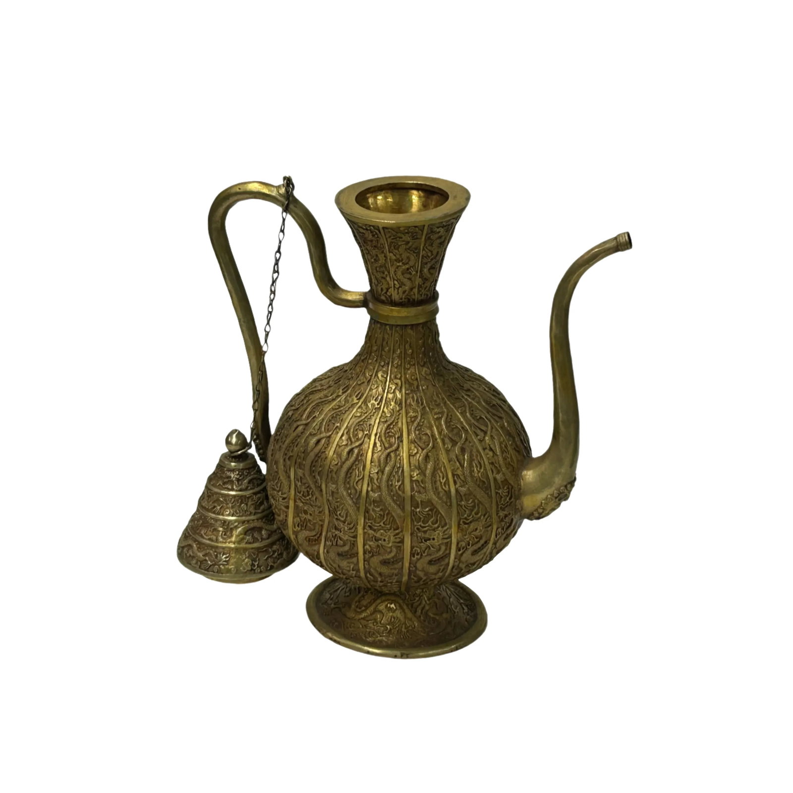 Handmade Artistic Brass Metal Color Wine Jar Shape Display Figure - 4