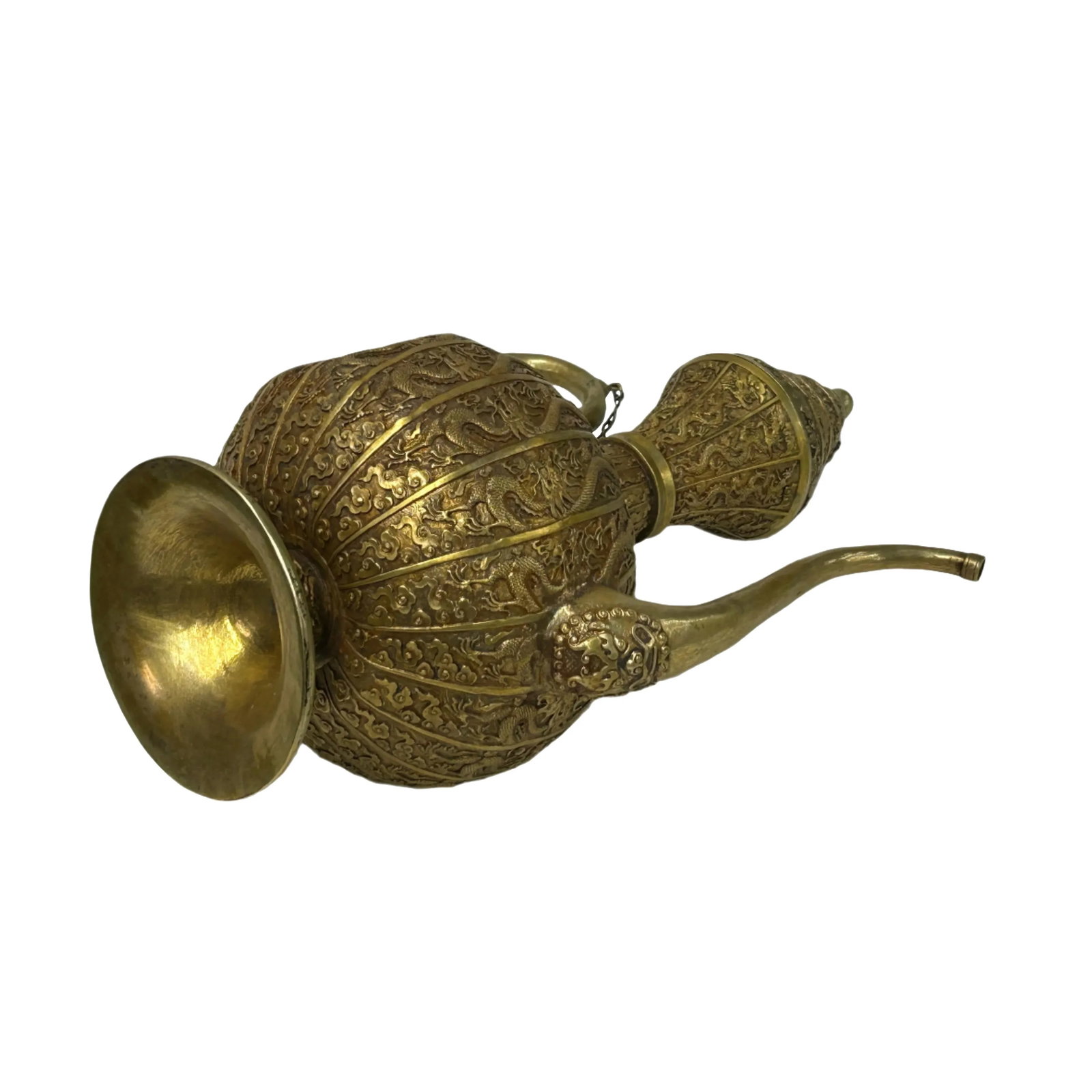 Handmade Artistic Brass Metal Color Wine Jar Shape Display Figure - 8