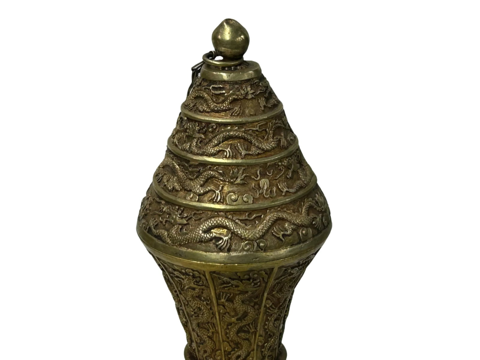 Handmade Artistic Brass Metal Color Wine Jar Shape Display Figure - 9