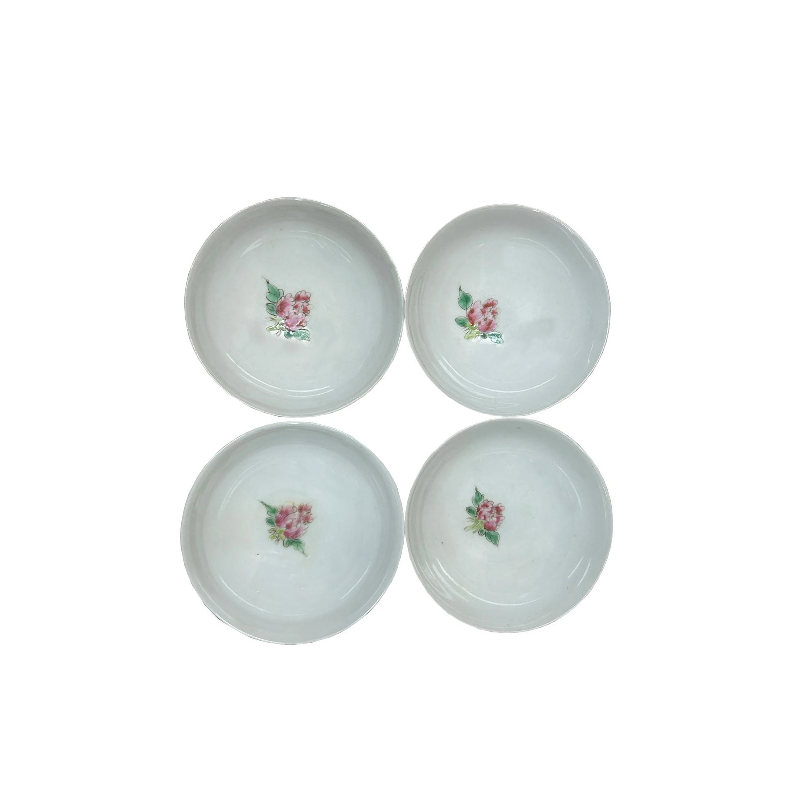Set 4 Handmade Flower Graphic White Porcelain Cup Display Art - 3