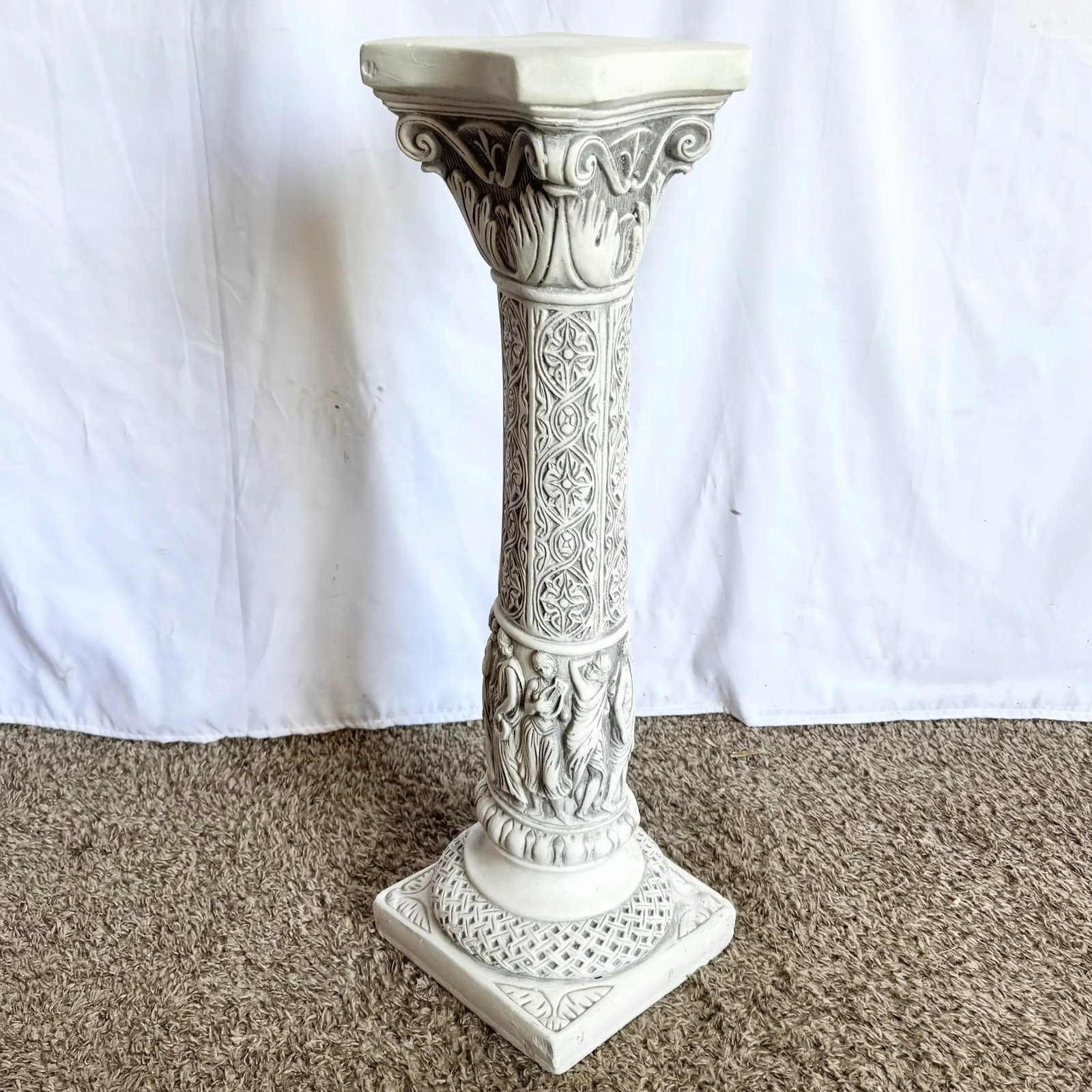 Vintage Casted Plaster "9 Muses" Pedestal - 5