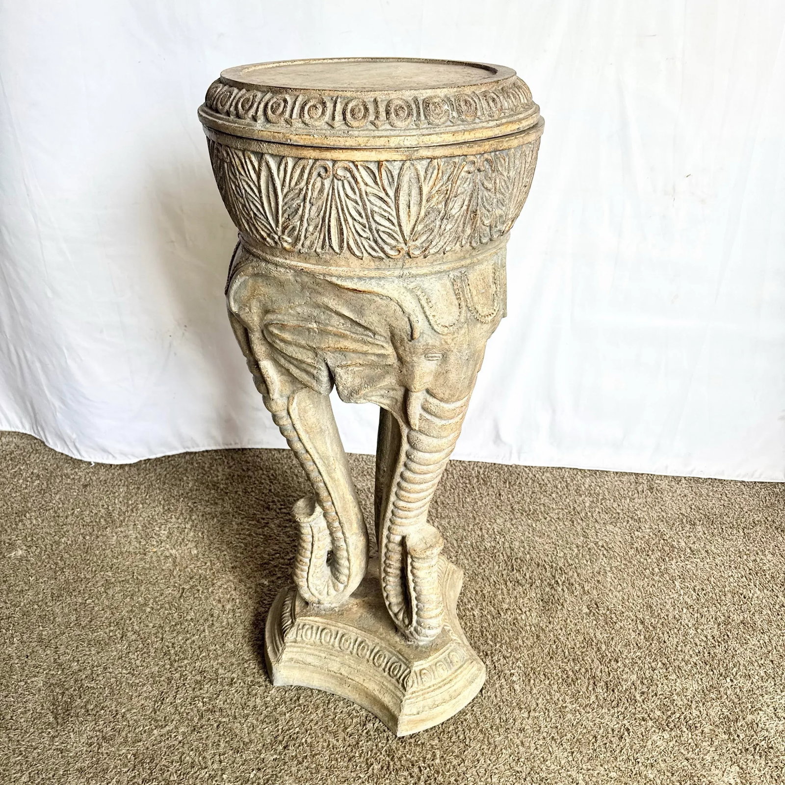 Vintage Regency Three Elephant Plant Stand/Pedestal - 2