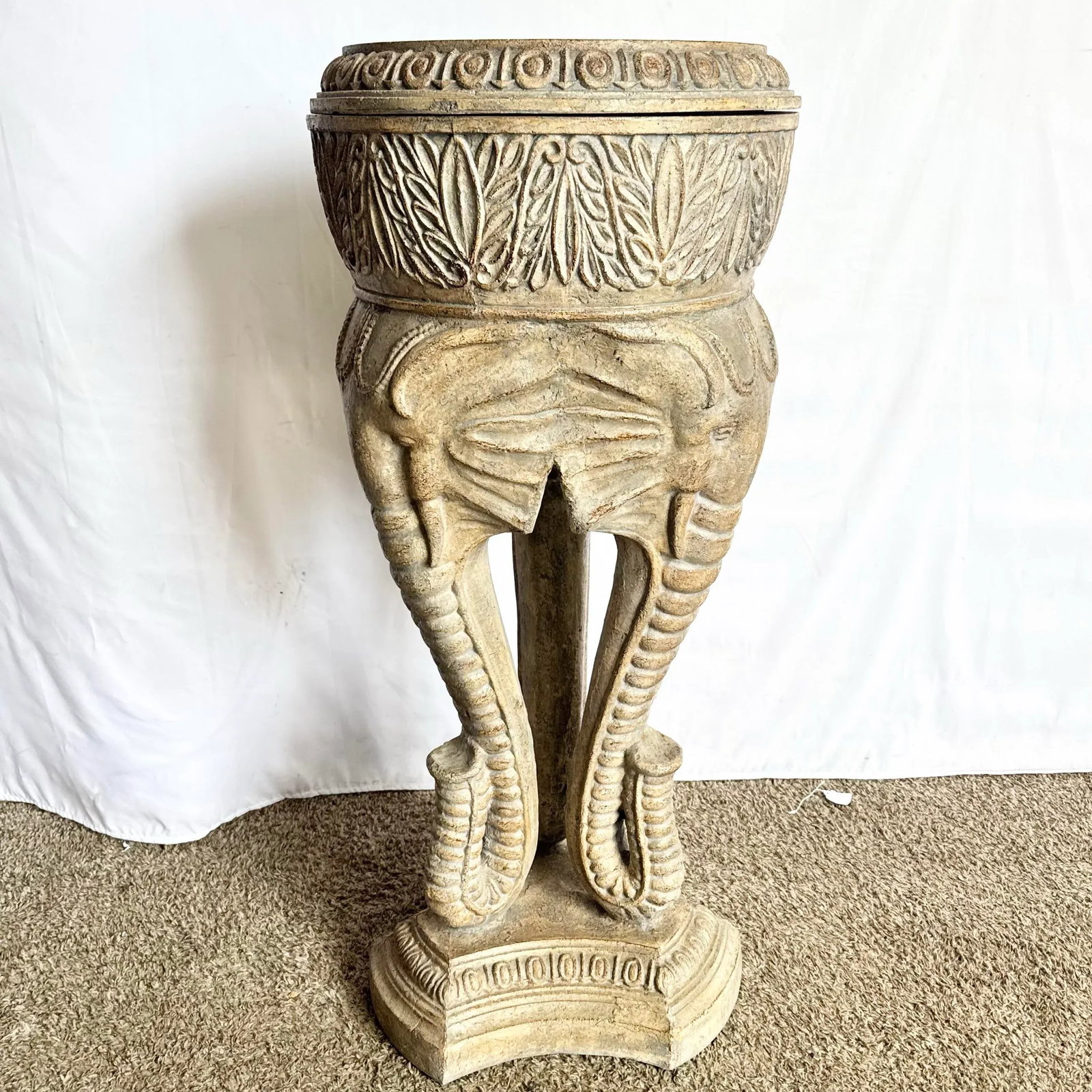 Vintage Regency Three Elephant Plant Stand/Pedestal - 4