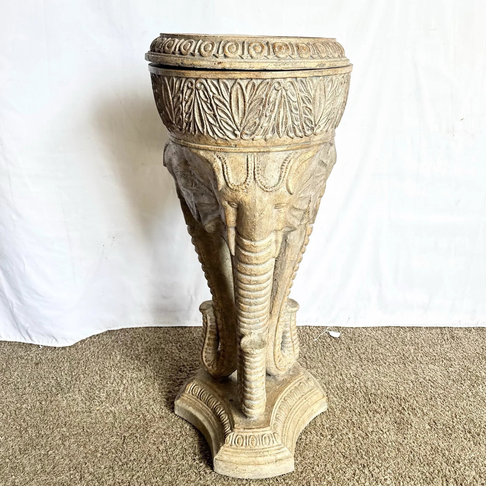 Vintage Regency Three Elephant Plant Stand/Pedestal - 5
