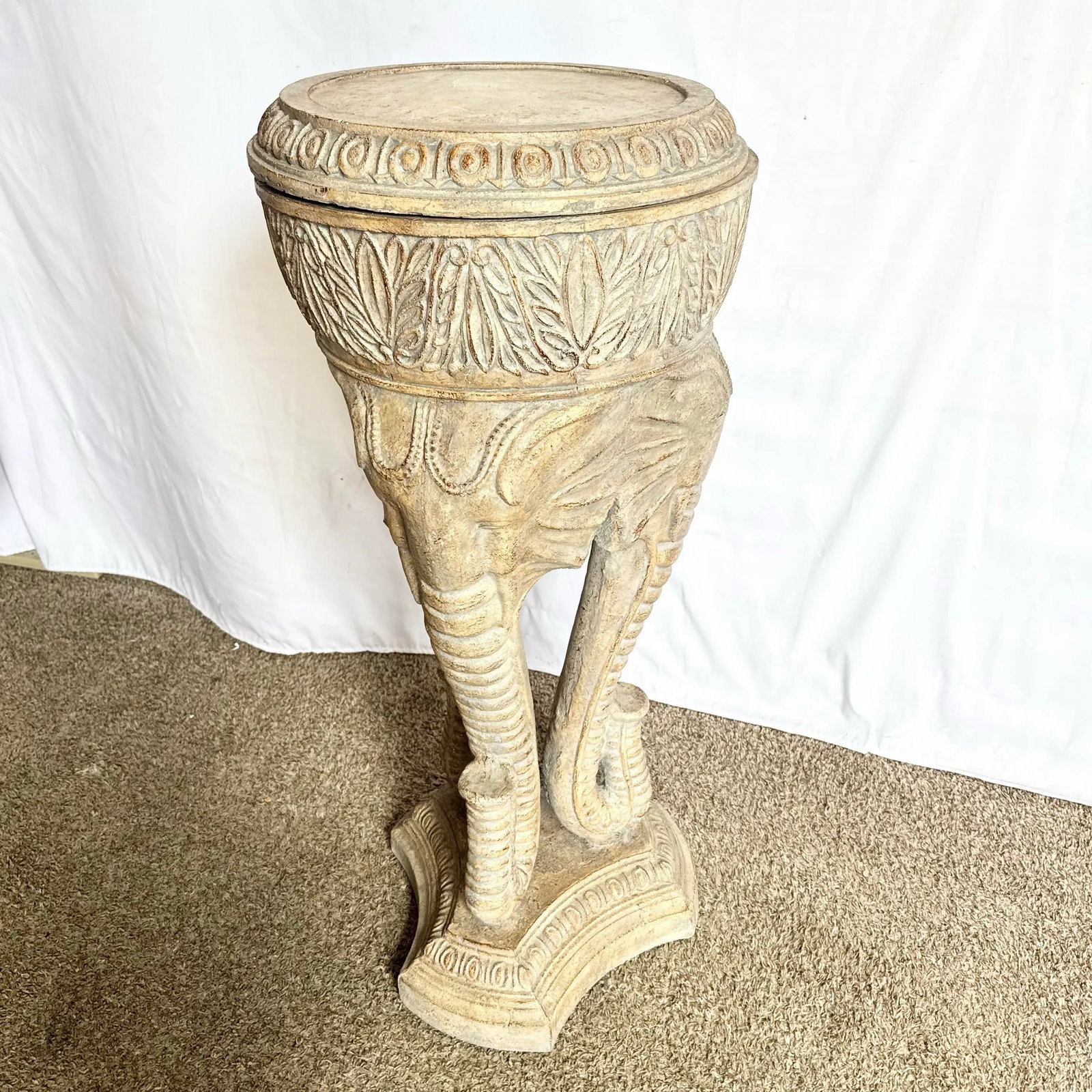 Vintage Regency Three Elephant Plant Stand/Pedestal - 6