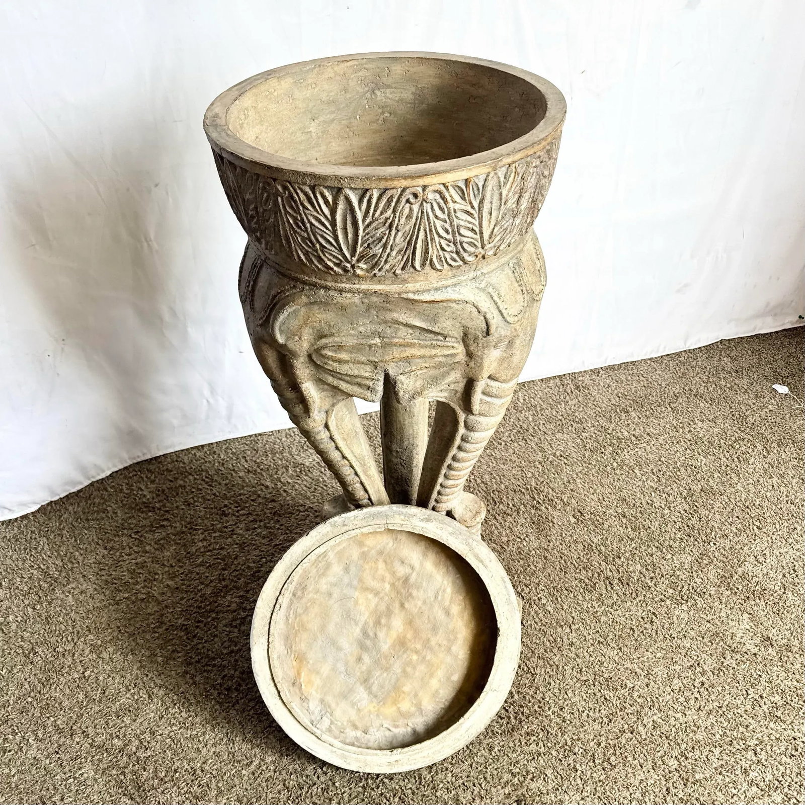 Vintage Regency Three Elephant Plant Stand/Pedestal - 8
