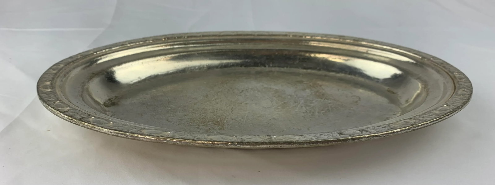 Vintage Waldorf Astoria Medium Hammered Silver Plate Serving Tray - 7