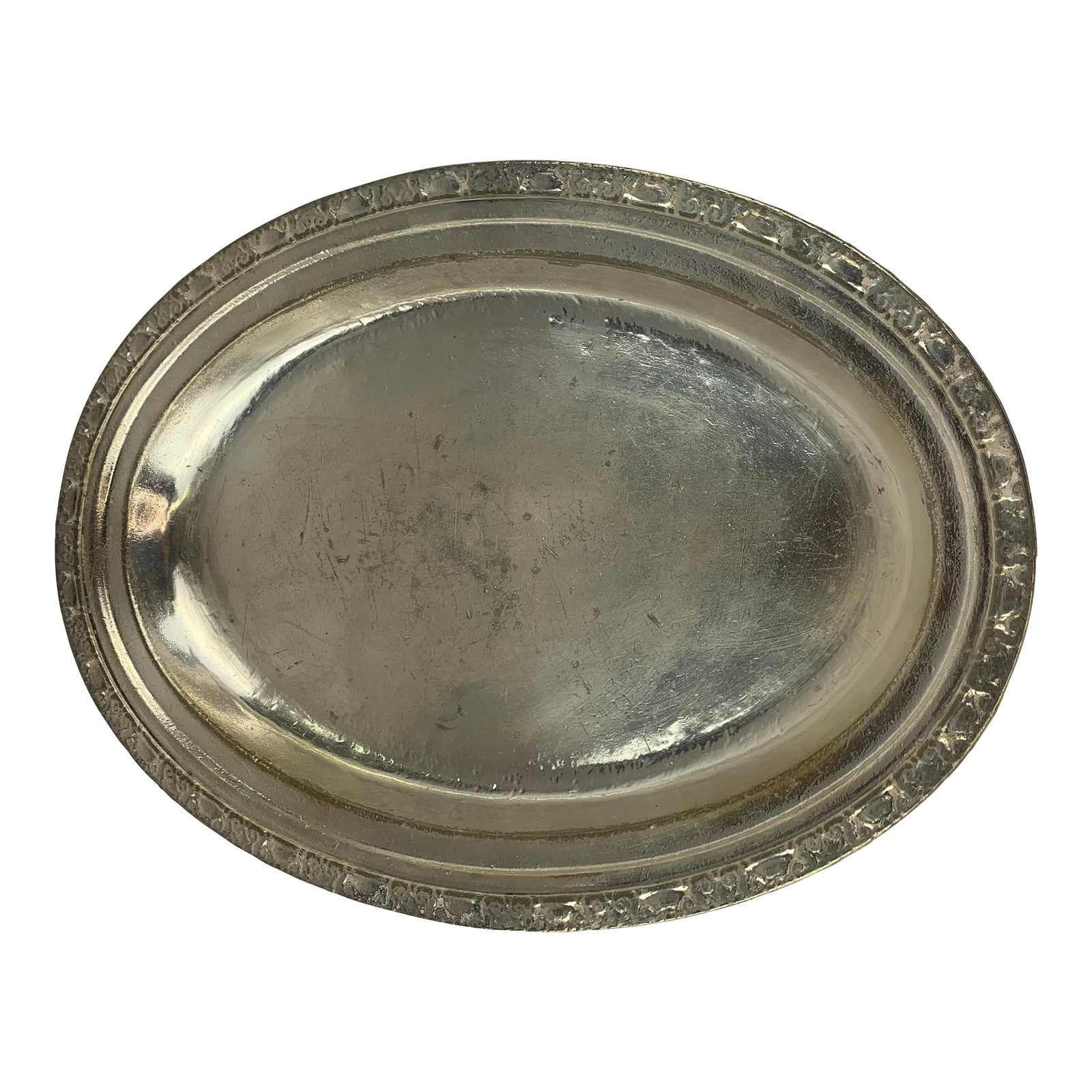 Waldorf Astoria Hammered Silver-Plated Large Serving Tray: Mid 20th Century Waldorf Astoria Hammered Silver-Plated Large Serving Tray - A. Collection from the estate of Bob & Dolores Hope, Toluca Lake, California. Condition: Alterations: Original Condition
