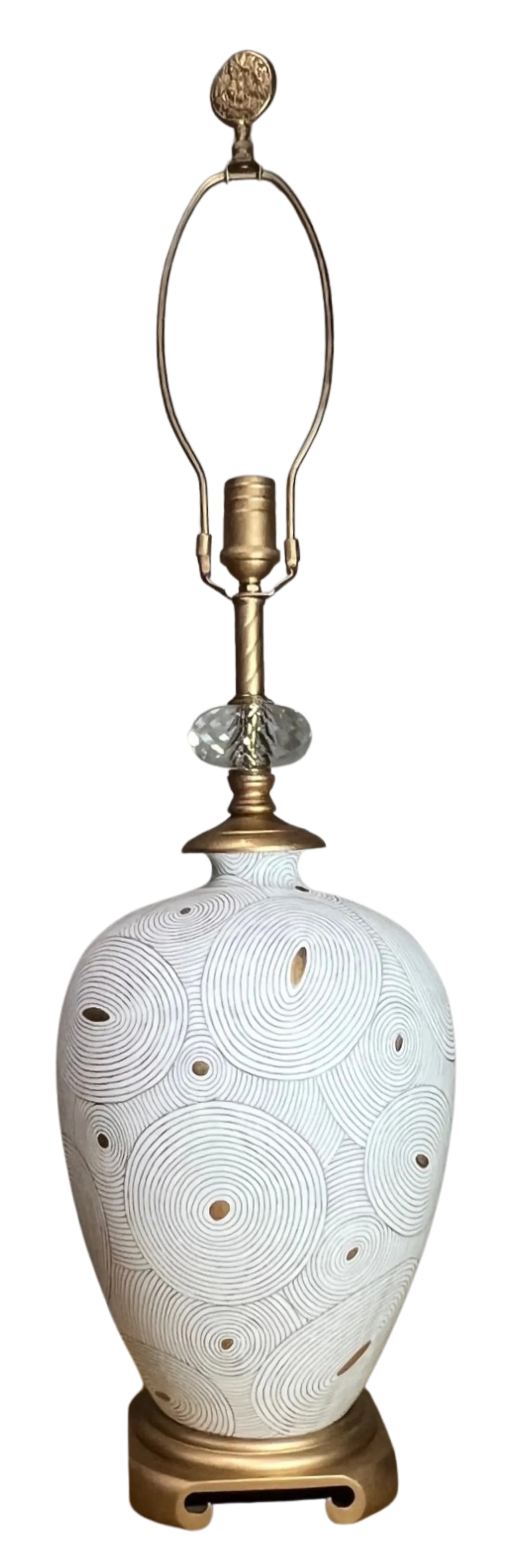 John Richard White Porcelain Abstract Nested Oval Gold Pattern Table Lamp - 14