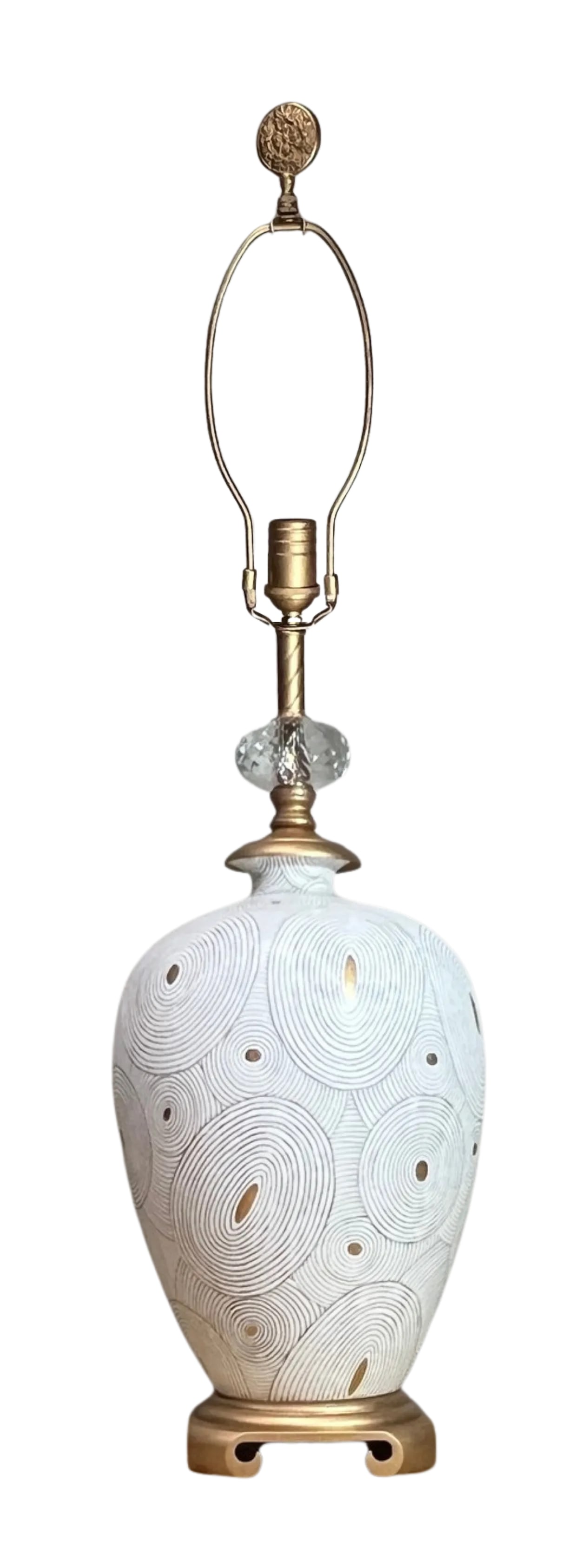 John Richard White Porcelain Abstract Nested Oval Gold Pattern Table Lamp - 15