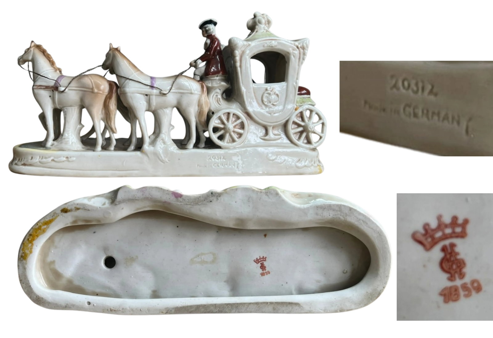 Antique Grafenthal Porcelain Couple and Horse and Carriage Figurine - 16