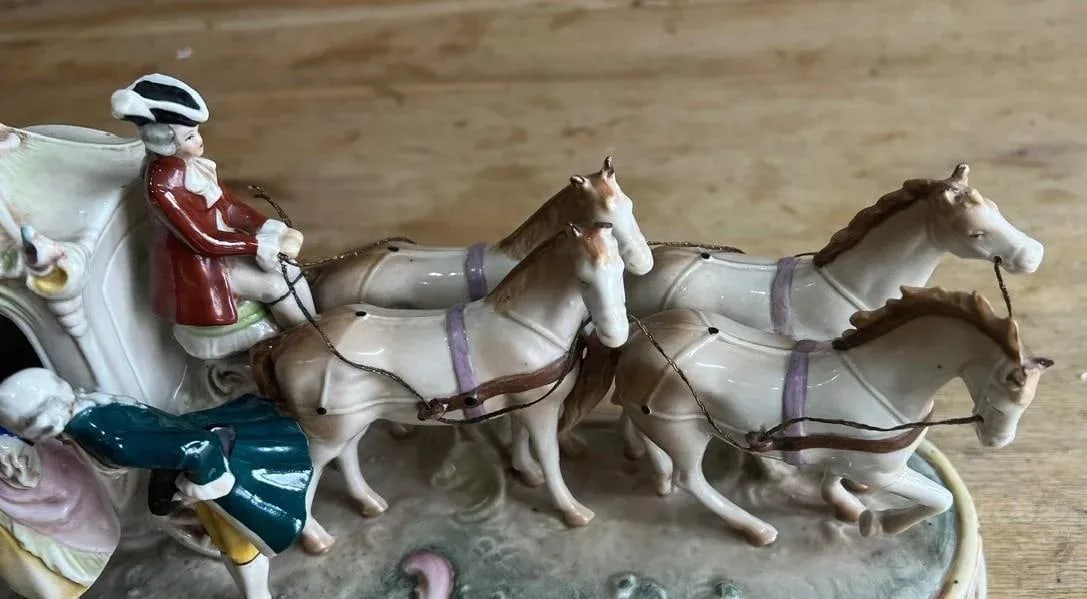 Antique Grafenthal Porcelain Couple and Horse and Carriage Figurine - 6
