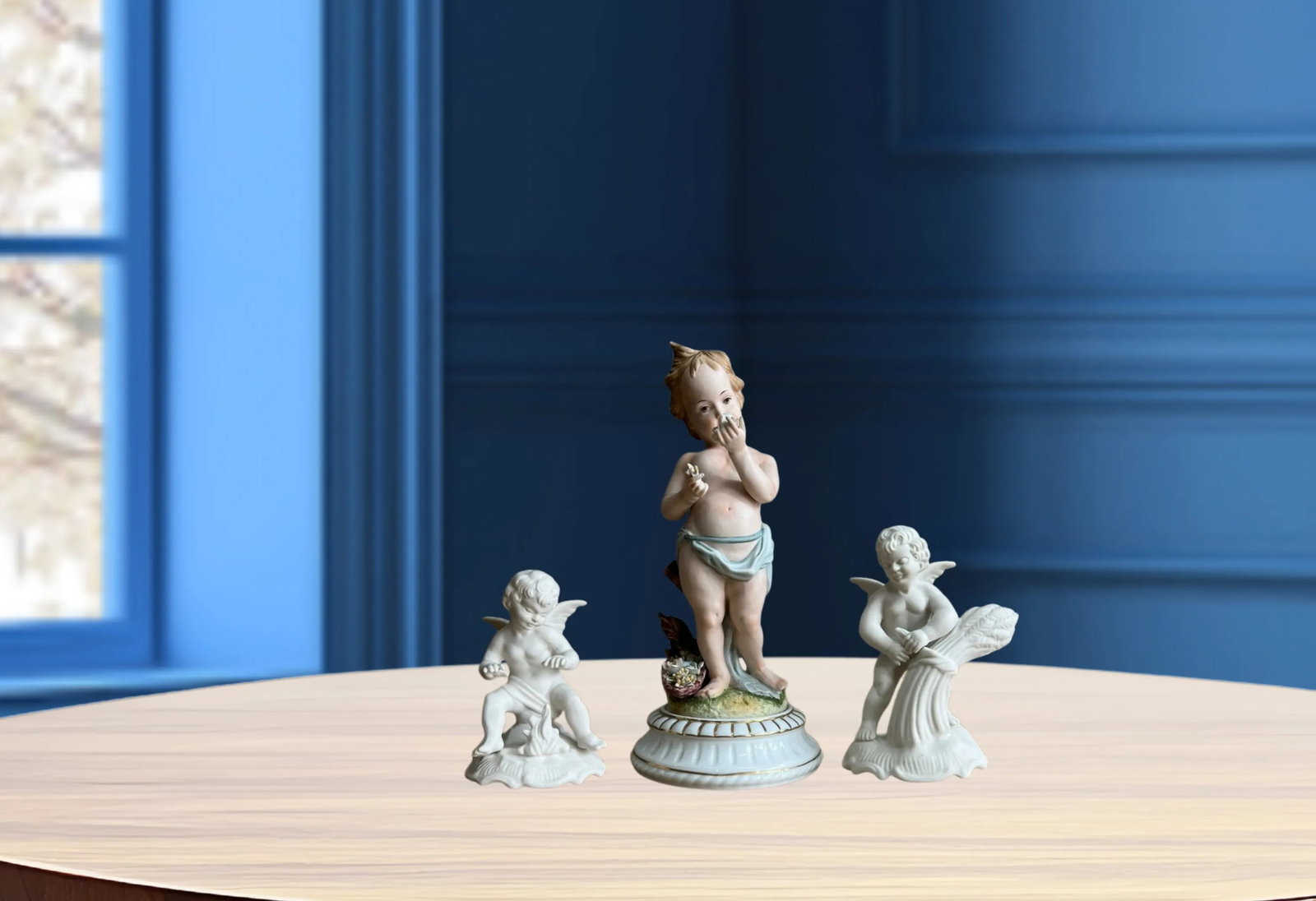 Mid-Century Dresden Bisque Cherubs and Young Child - A Set - 12