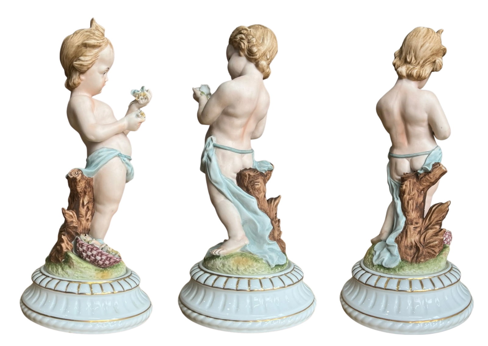 Mid-Century Dresden Bisque Cherubs and Young Child - A Set - 13