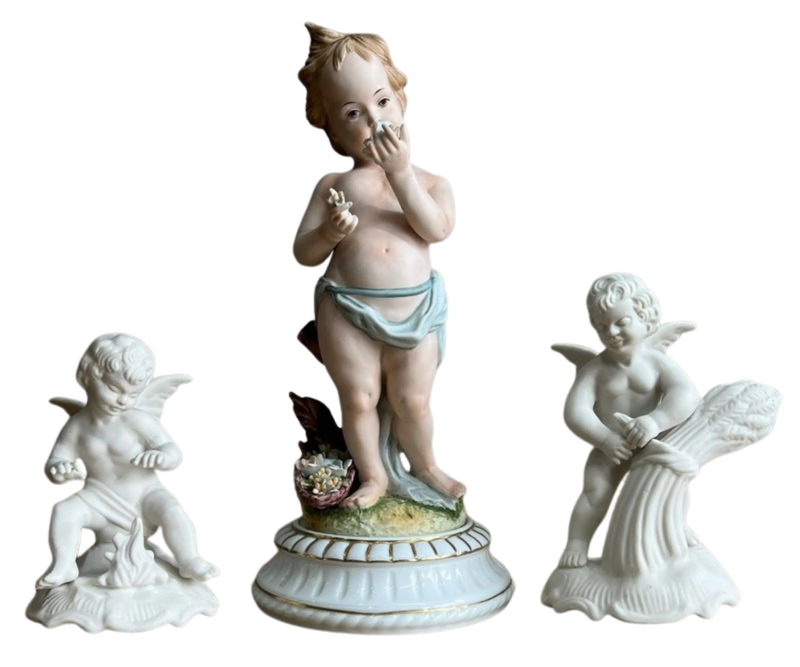 Mid-Century Dresden Bisque Cherubs and Young Child - A Set - 7