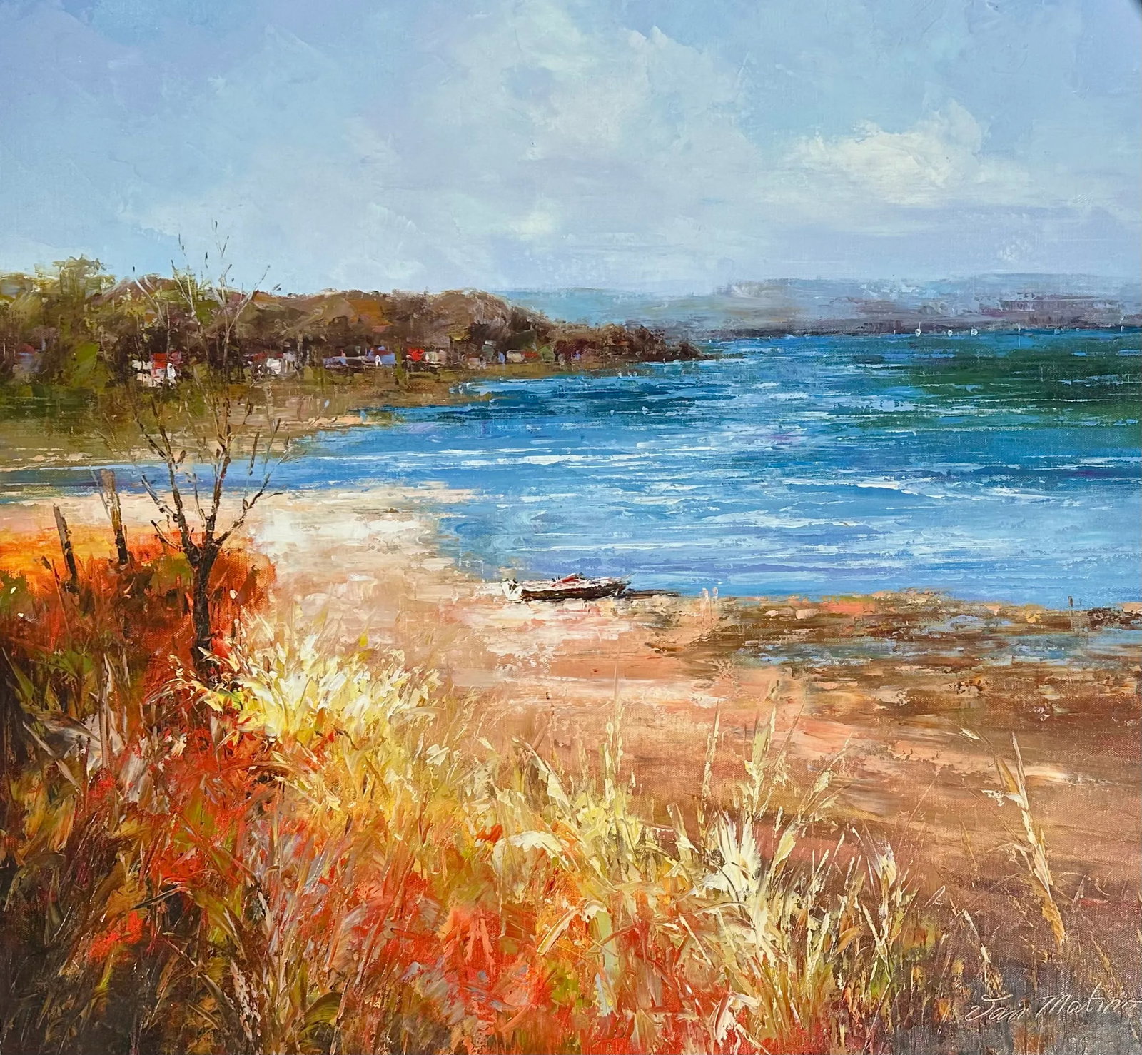 Coastal Shoreline Landscape, Original Oil Painting by Jan Matino - 4