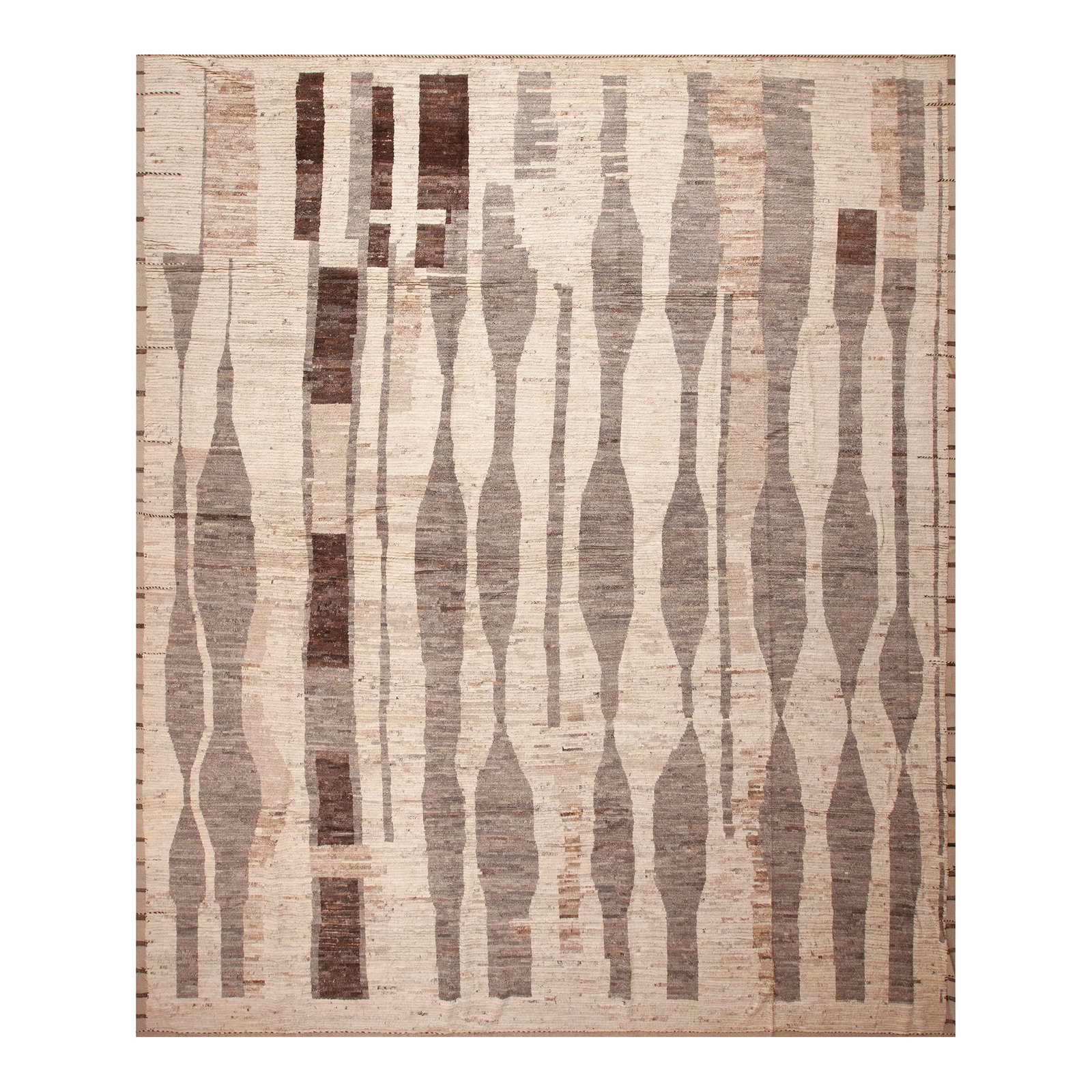 Nazmiyal Collection Large Tribal Modern Area Rug: Magnificent Large Size Wool Pile Neutral Earthy Color Contemporary Primitive Tribal Design modern Area Rug, Country of Origin: Central Asia, Circa Date: Modern Condition: Imperfections: No
