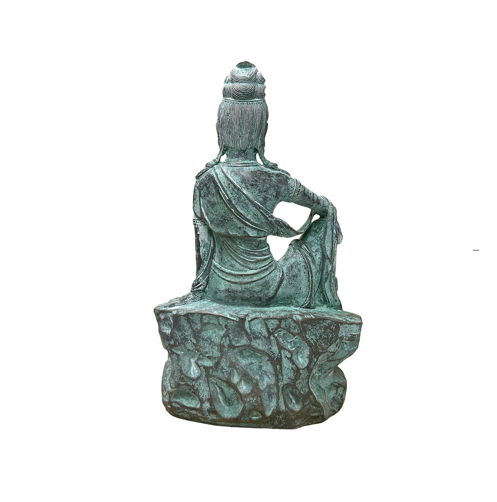 Chinese Rustic Oxidized Patina GuanYin Bodhisattva Metal Buddha Statue - 4