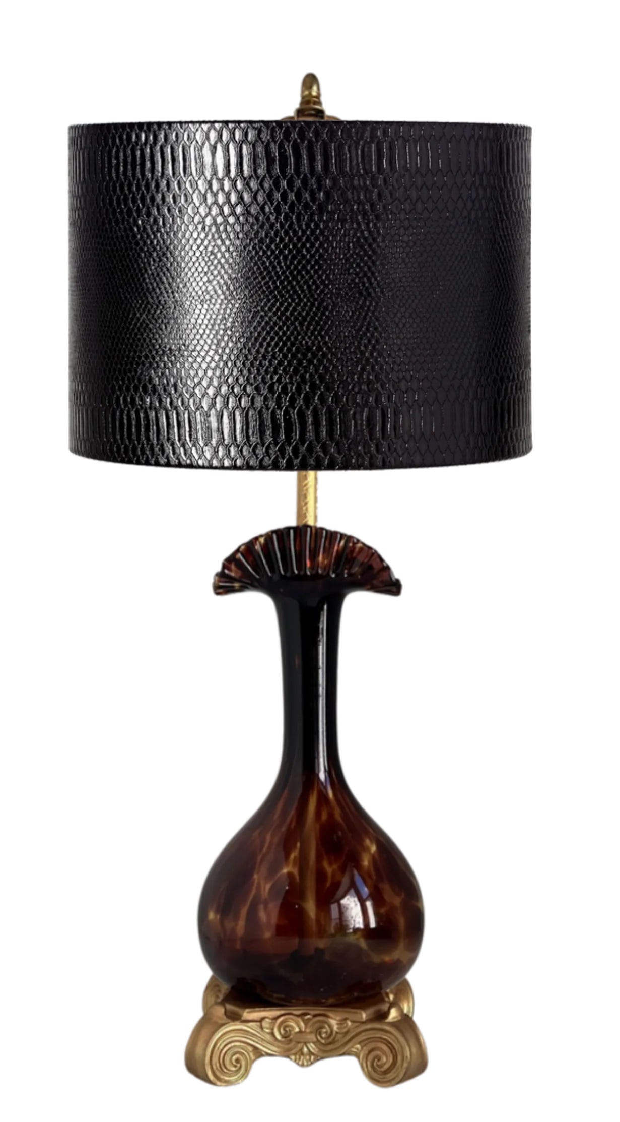 Murano Art Glass Tortoise Shell Pattern Table Lamp - 18