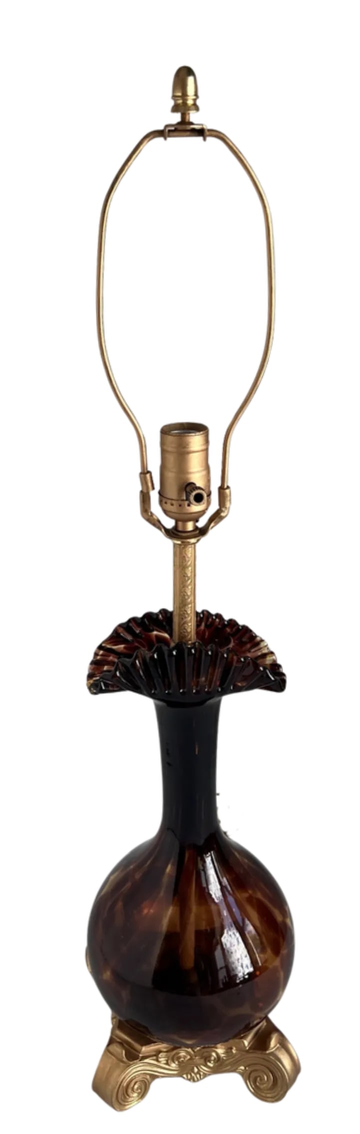 Murano Art Glass Tortoise Shell Pattern Table Lamp - 2