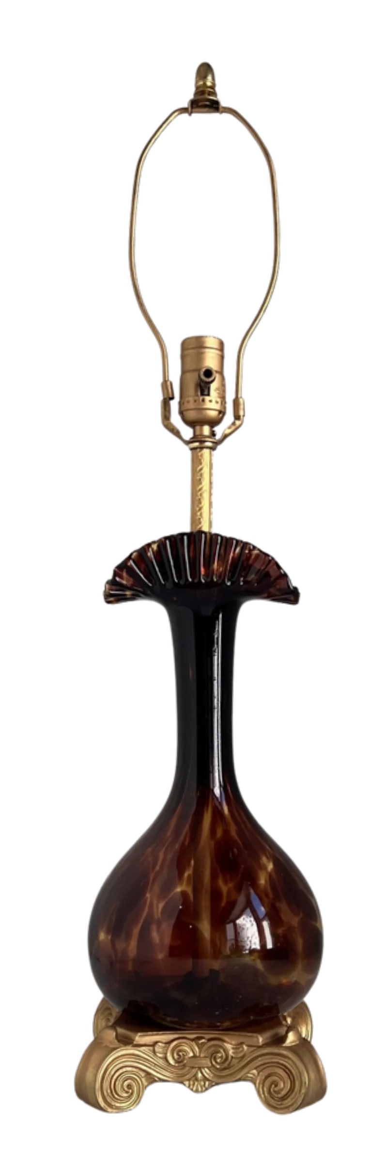 Murano Art Glass Tortoise Shell Pattern Table Lamp - 3