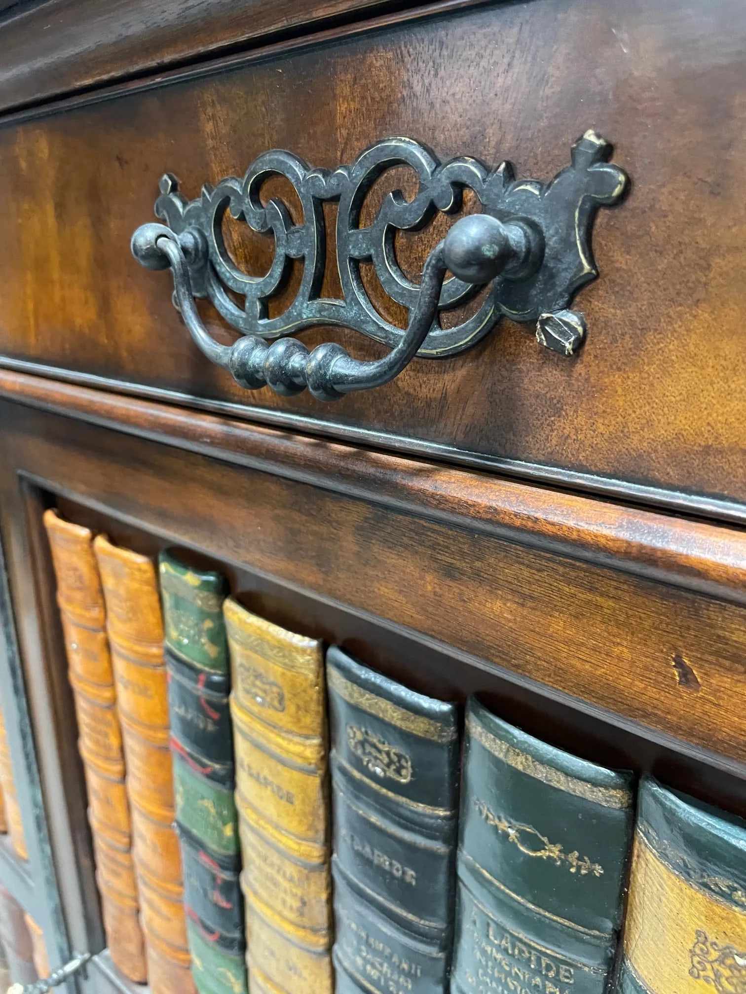 Late 20th Century Mahogany Door Cabinet With False Books on Door Fronts - 10