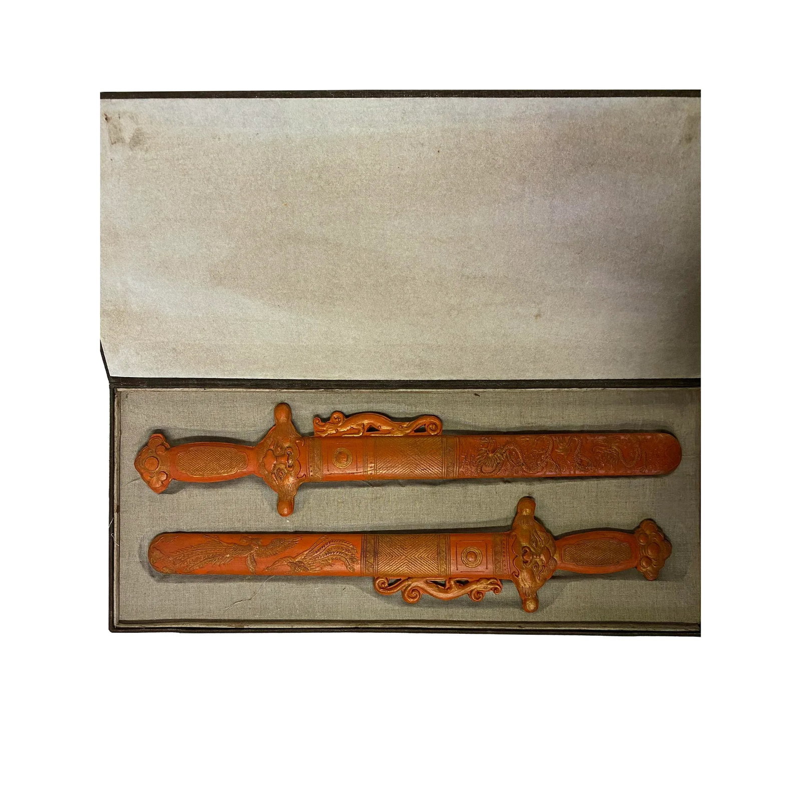 Chinese Calligraphic Box Set Cinnabar Ink Sticks Fengshui Art - 5