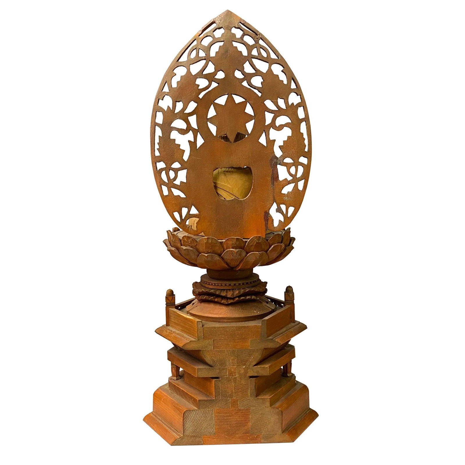 Chinese Sandal Wood Lotus Base Kwan Yin Bodhisattva Statue - 5