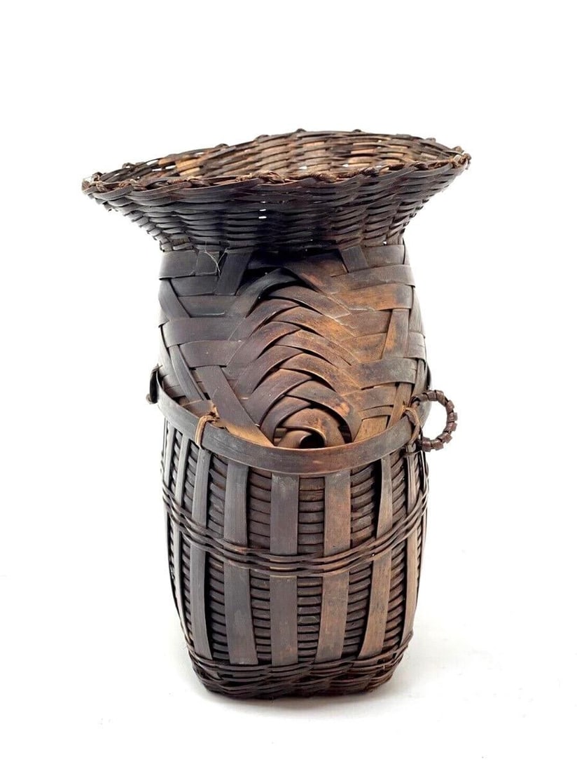 Mid 20th Century Asian Bamboo Woven Gathering Basket - 4