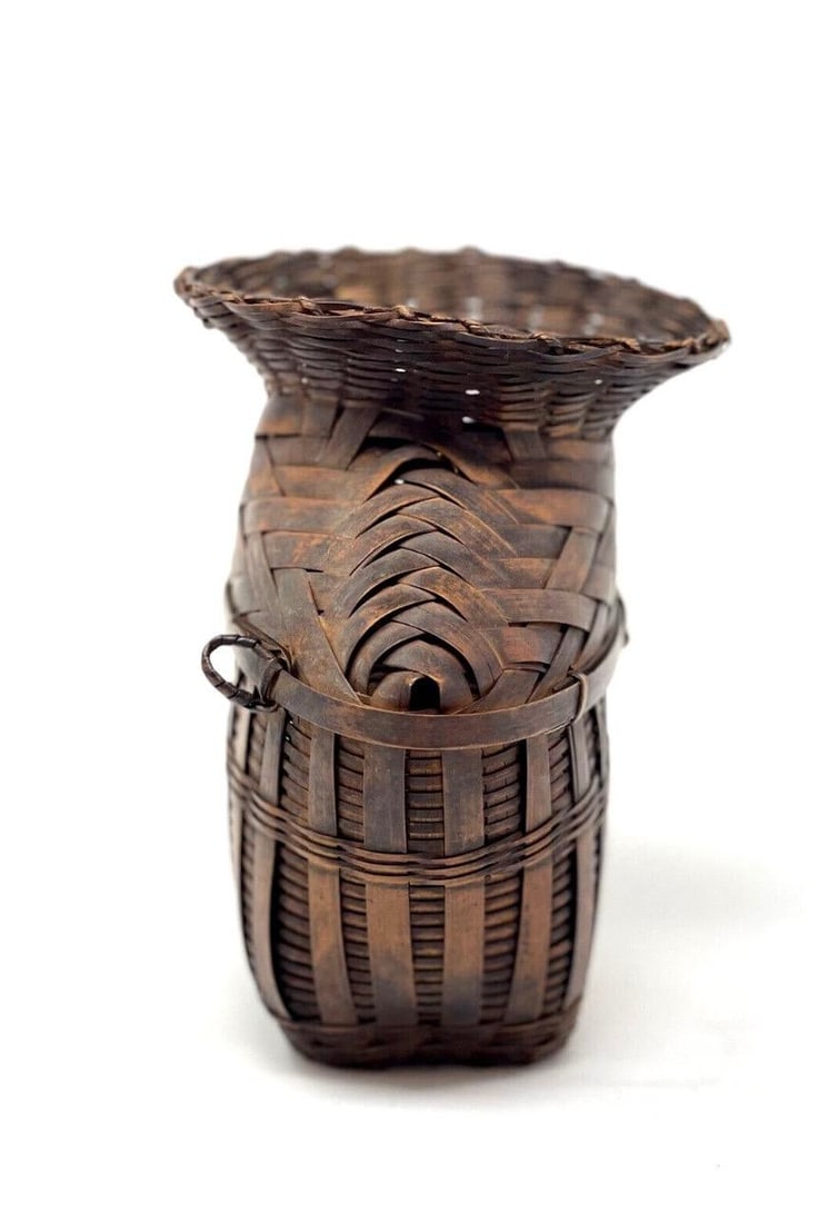 Mid 20th Century Asian Bamboo Woven Gathering Basket - 5