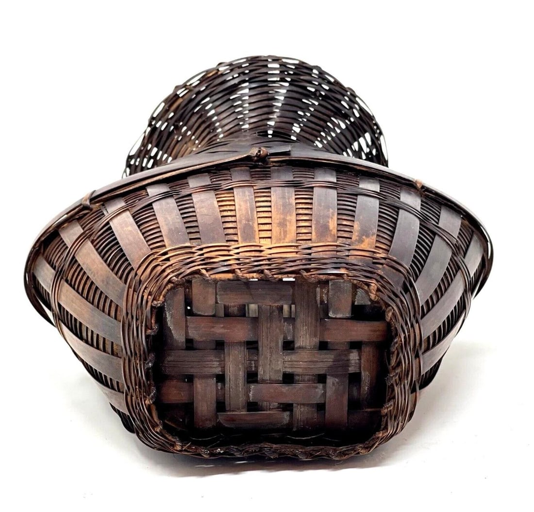Mid 20th Century Asian Bamboo Woven Gathering Basket - 6