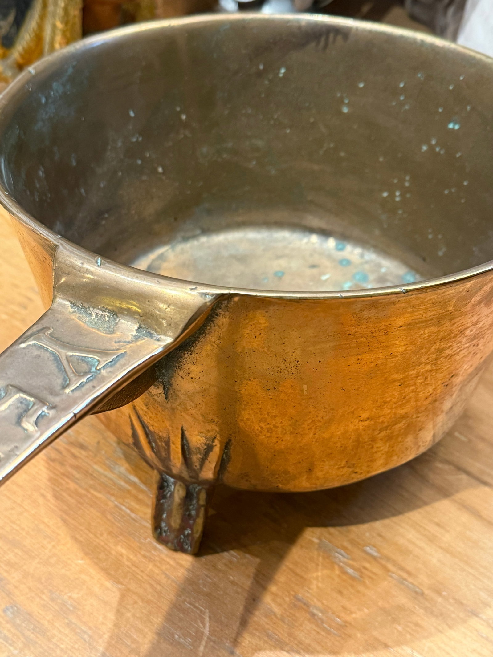 Antique 17th Century English Bronze Tripod Skillet / Apothecary Pan - 10