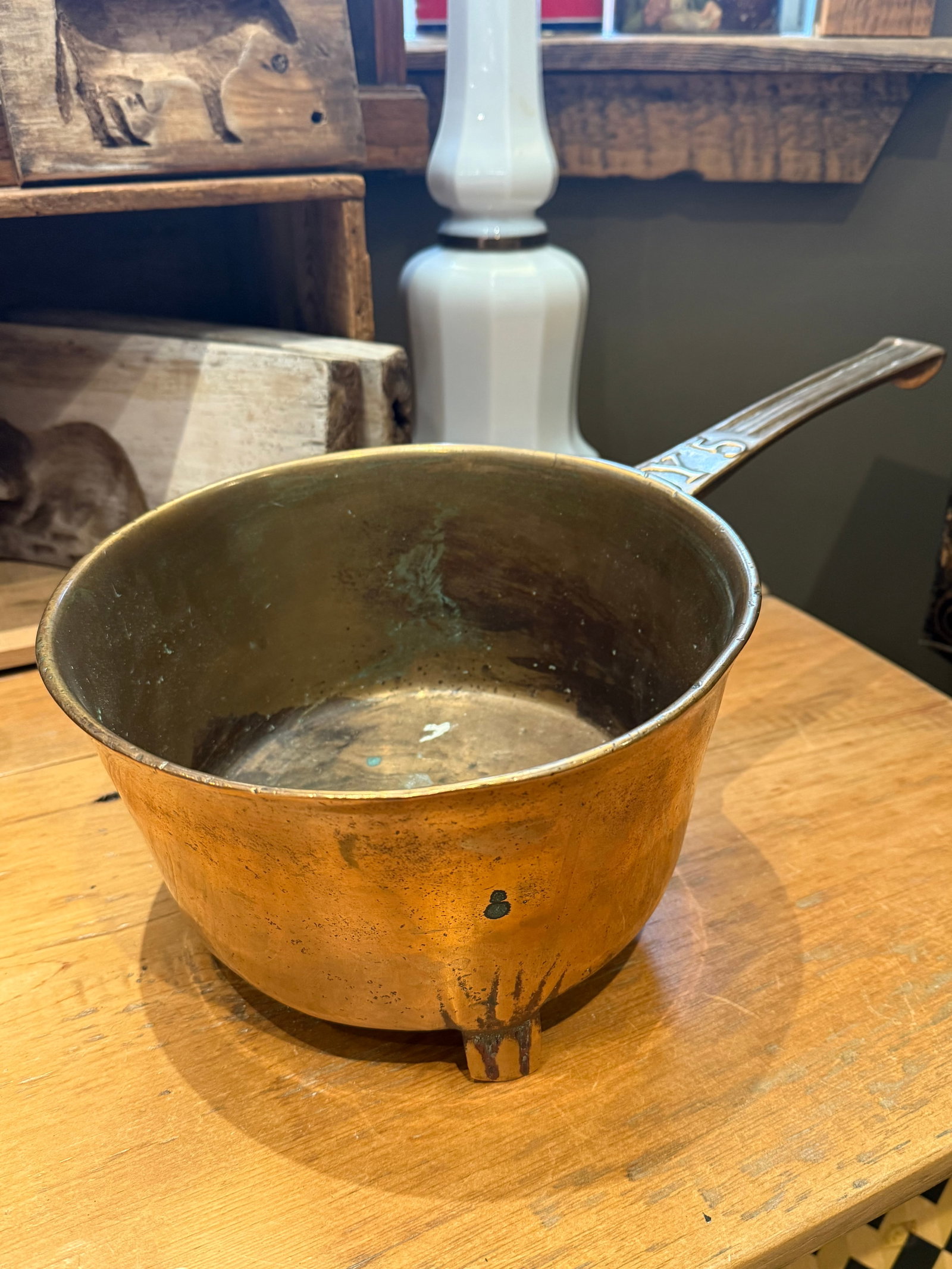 Antique 17th Century English Bronze Tripod Skillet / Apothecary Pan - 6