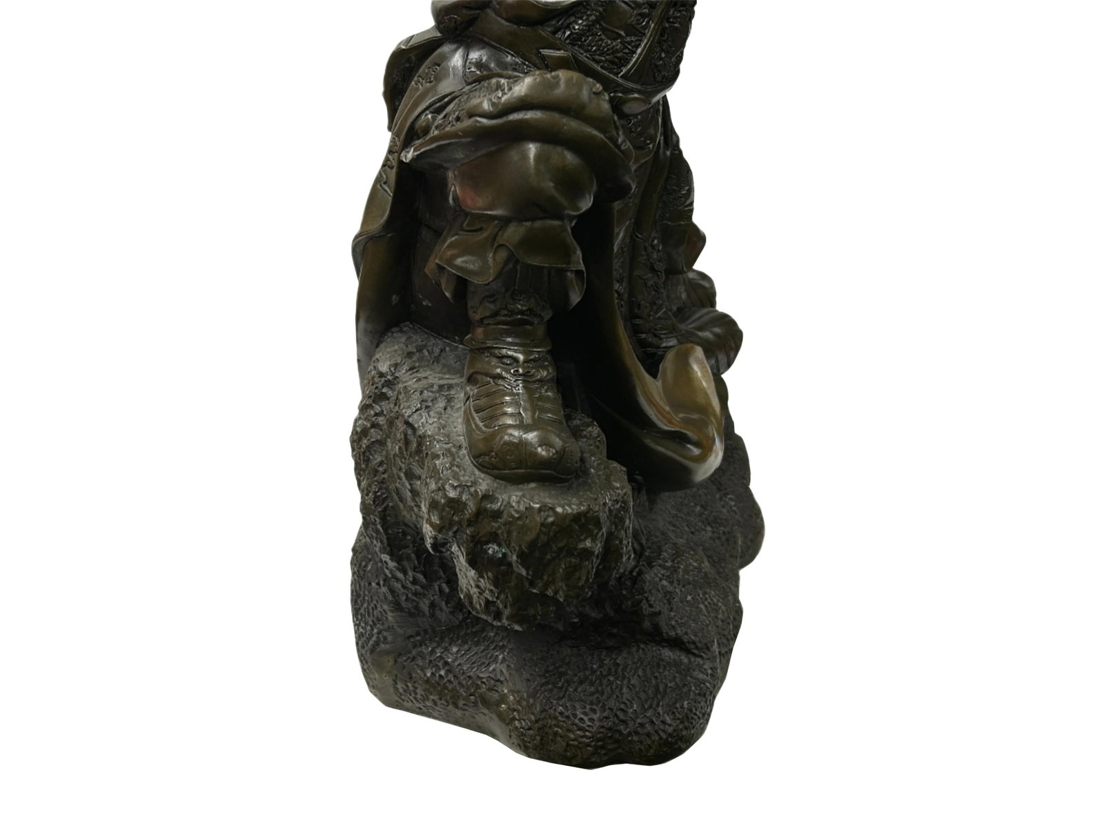 Chinese Metal Bronze General Quan Yu Holding Long Knife Statue - 5