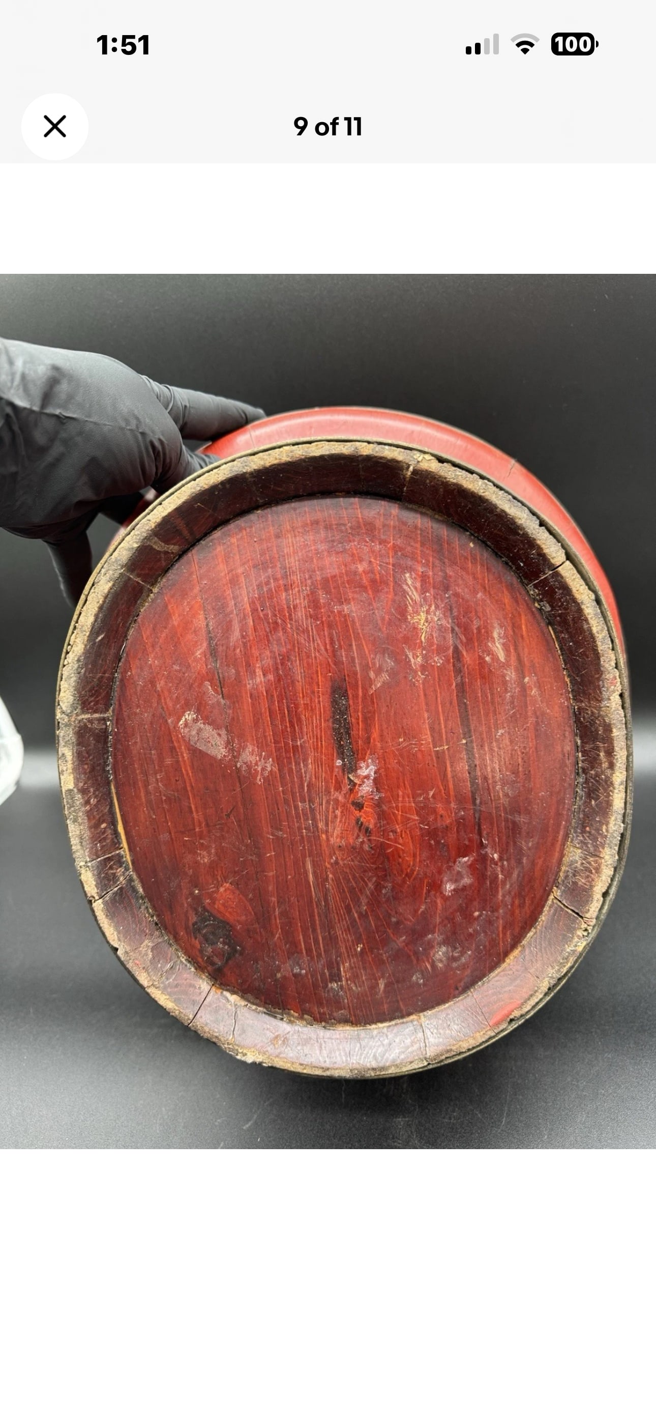 Antique Chinese Red Laquer Wedding Basket - 11