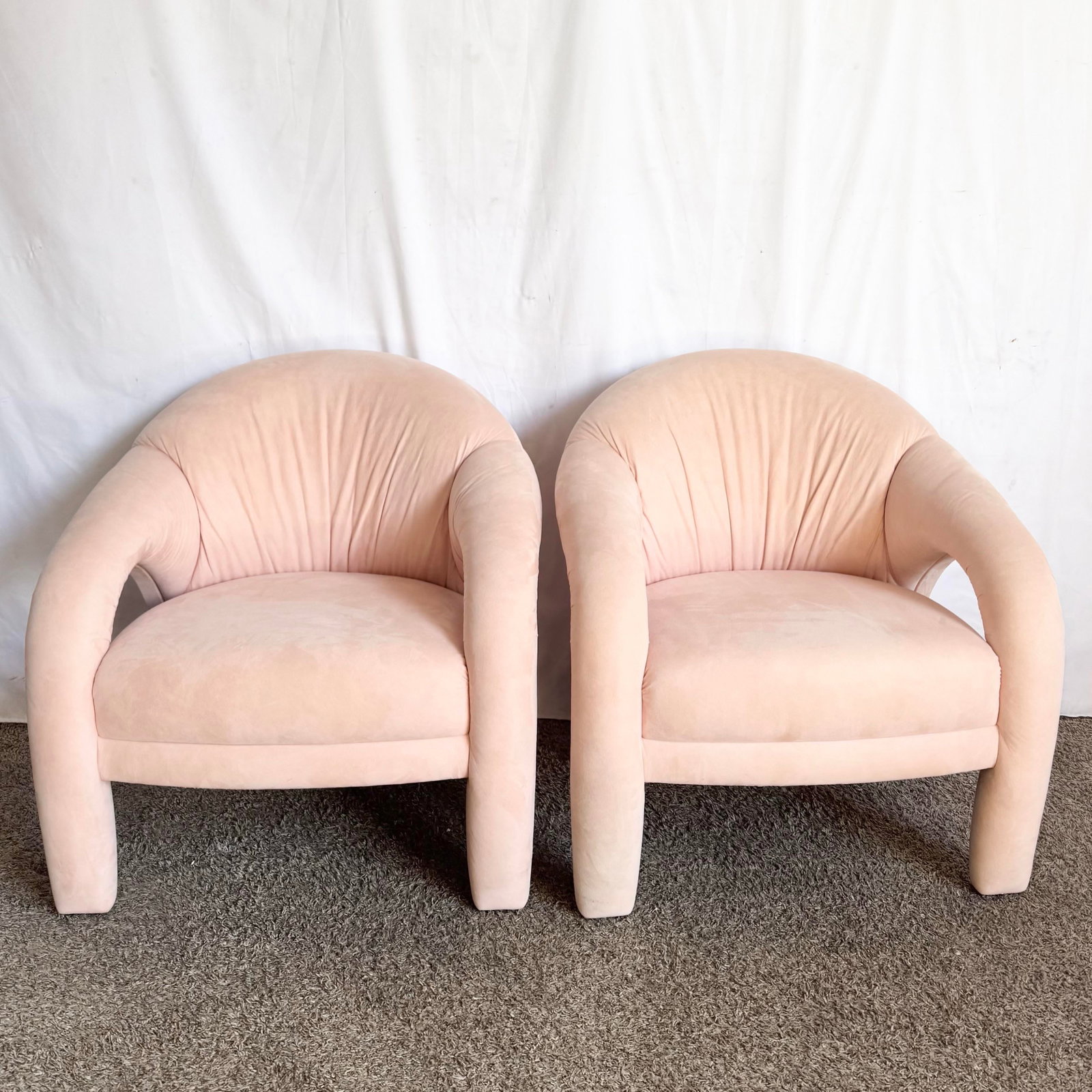 Postmodern Sculpted Pink Lounge Chairs - A Pair - 2