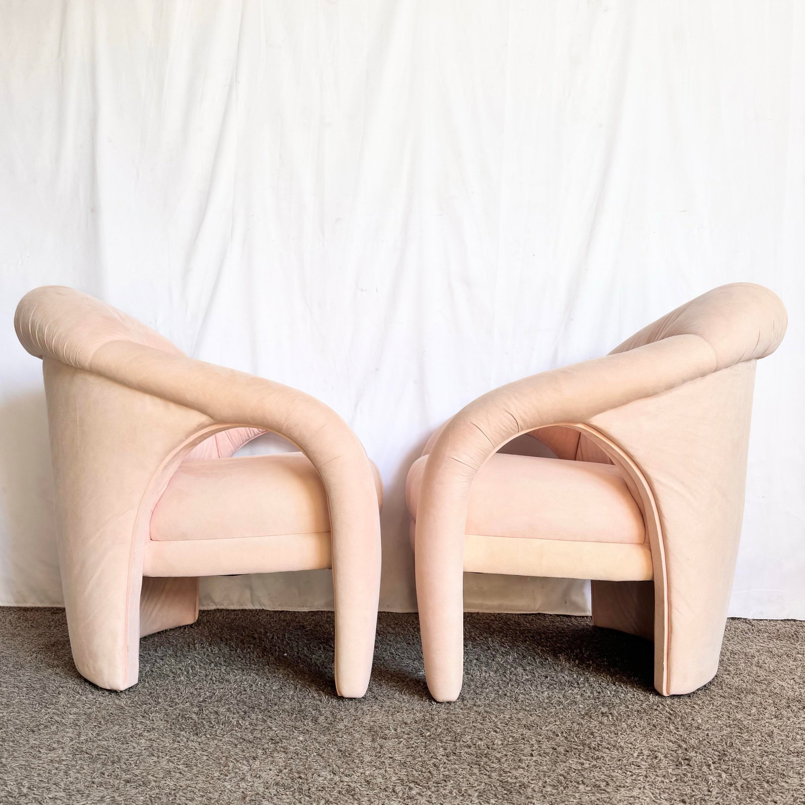 Postmodern Sculpted Pink Lounge Chairs - A Pair - 4