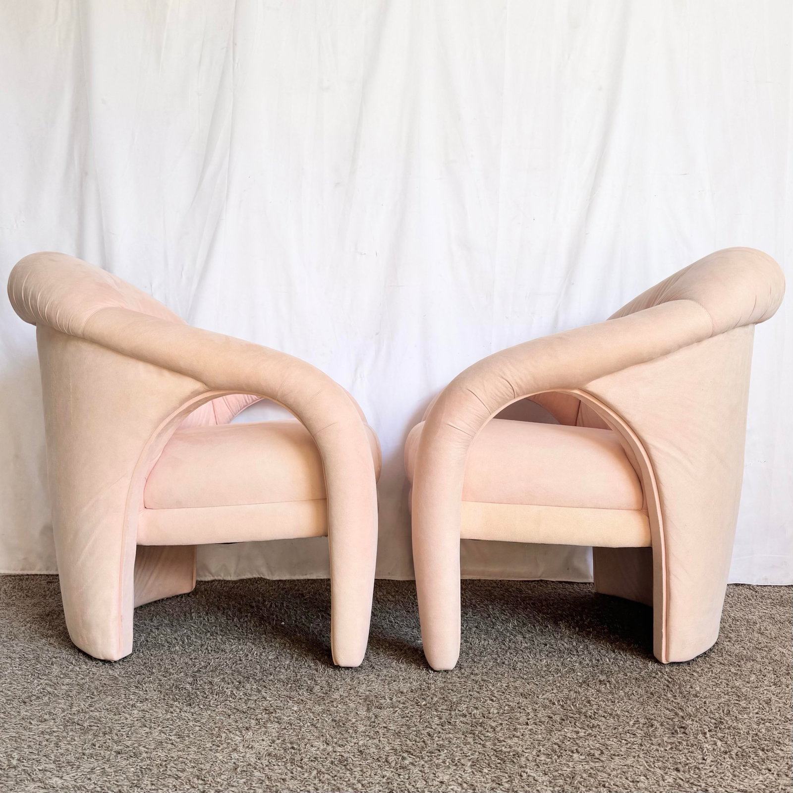 Postmodern Sculpted Pink Lounge Chairs - A Pair - 6